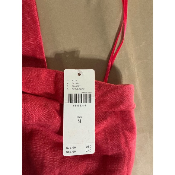 Anthropologie Maeve Bustier Crop Top M Red Linen Blend Lightweight Resort Summer - Picture 3 of 7